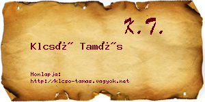 Klcsó Tamás névjegykártya